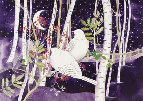 Peter Pauper Press - Feiertagsgrüße: Doves in White Birches Holiday Cards - 20 Stück - Metallic White - Natur - Rustic Elegance - Weihnachten von Peter Pauper Press