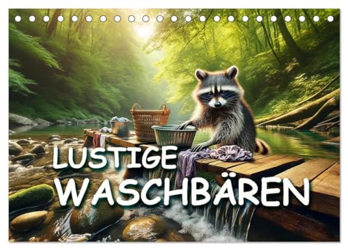Lustige Waschbären (Tischkalender 2025 DIN A5 quer), CALVENDO Monatskalender von CALVENDO