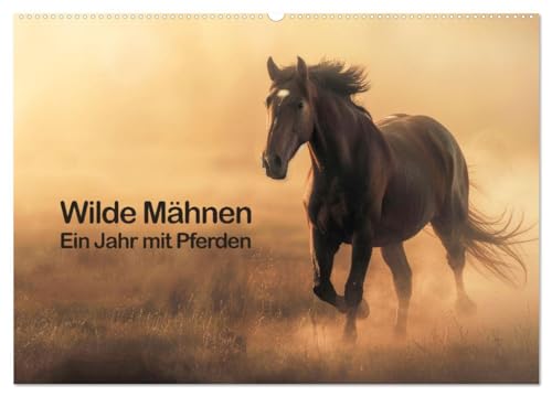 Wilde Mähnen: Ein Jahr mit Pferden (Wandkalender 2025 DIN A2 quer), CALVENDO Monatskalender von CALVENDO