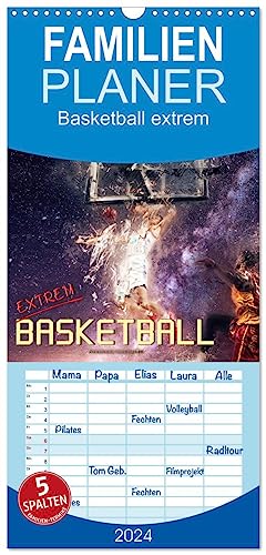 Familienplaner 2024 - Basketball extrem mit 5 Spalten (Wandkalender, 21 cm x 45 cm) CALVENDO