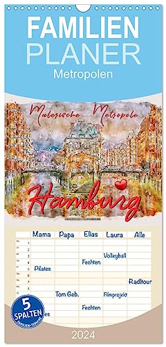 Familienplaner 2024 - Hamburg - malerische Metropole mit 5 Spalten (Wandkalender, 21 cm x 45 cm) CALVENDO