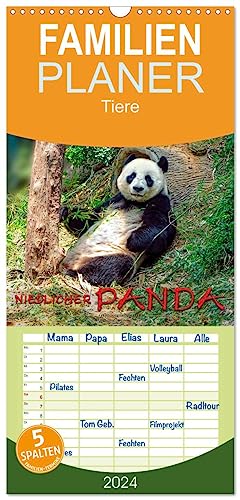 Familienplaner 2024 - Niedlicher Panda mit 5 Spalten (Wandkalender, 21 cm x 45 cm) CALVENDO
