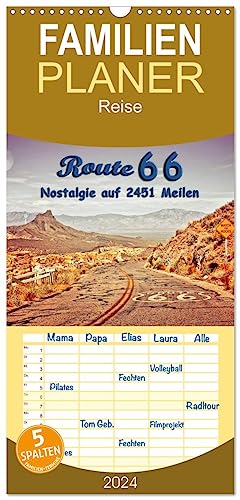 Familienplaner 2024 - Nostalgie auf 2451 Meilen - Route 66 mit 5 Spalten (Wandkalender, 21 cm x 45 cm) CALVENDO