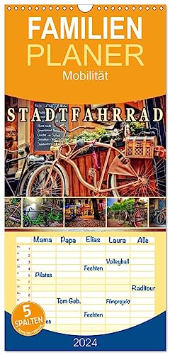 Familienplaner 2024 - Stadtfahrrad mit 5 Spalten (Wandkalender, 21 cm x 45 cm) CALVENDO