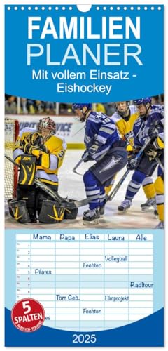 Familienplaner 2025 - Mit vollem Einsatz - Eishockey mit 5 Spalten (Wandkalender, 21 cm x 45 cm), CALVENDO
