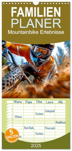 Familienplaner 2025 - Mountainbike Erlebnisse mit 5 Spalten (Wandkalender, 21 cm x 45 cm), CALVENDO von CALVENDO