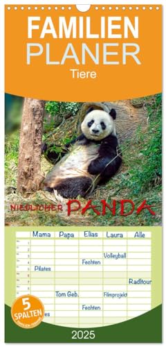 Familienplaner 2025 - Niedlicher Panda mit 5 Spalten (Wandkalender, 21 cm x 45 cm), CALVENDO
