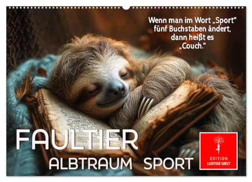 Faultier - Albtraum Sport (Wandkalender 2025 DIN A2 quer), CALVENDO Monatskalender