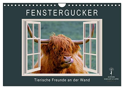 Fenstergucker - tierische Freunde an der Wand (Wandkalender 2024 DIN A4 quer), CALVENDO Monatskalender