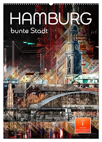 Hamburg bunte Stadt (Wandkalender 2024 DIN A2 hoch), CALVENDO Monatskalender
