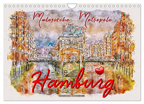 Hamburg - malerische Metropole (Wandkalender 2024 DIN A4 quer), CALVENDO Monatskalender von CALVENDO