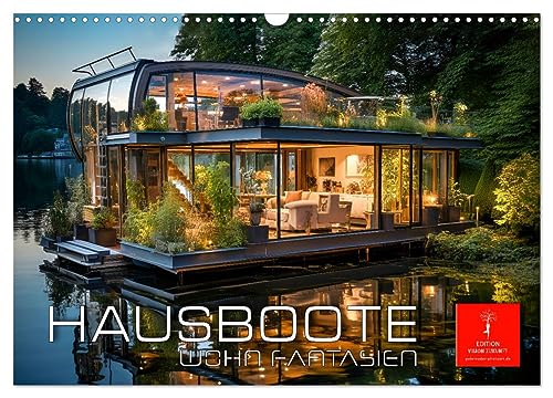 Hausboote Wohn Fantasien (Wandkalender 2024 DIN A3 quer), CALVENDO Monatskalender: Hausboote, die Architektur neu definieren. (CALVENDO Orte)