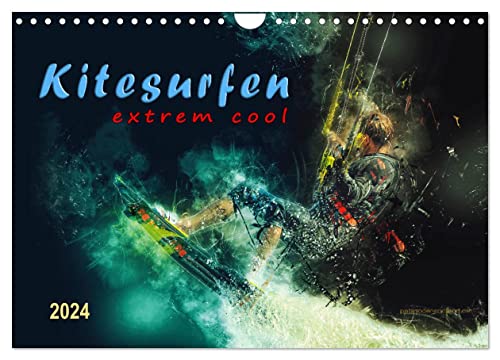 Kitesurfen extrem cool (Wandkalender 2024 DIN A4 quer), CALVENDO Monatskalender