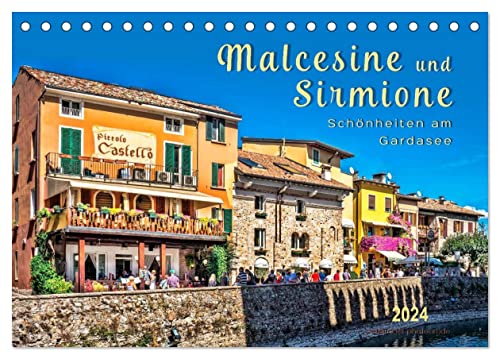 Malcesine und Sirmione, Schönheiten am Gardasee (Tischkalender 2024 DIN A5 quer), CALVENDO Monatskalender