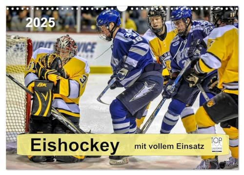 Mit vollem Einsatz - Eishockey (Wandkalender 2025 DIN A3 quer), CALVENDO Monatskalender von CALVENDO