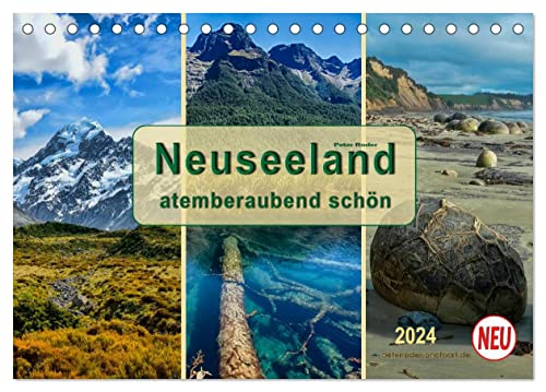 Neuseeland - atemberaubend schön (Tischkalender 2024 DIN A5 quer), CALVENDO Monatskalender