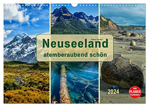 Neuseeland - atemberaubend schön (Wandkalender 2024 DIN A3 quer), CALVENDO Monatskalender