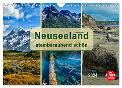Neuseeland - atemberaubend schön (Wandkalender 2024 DIN A4 quer), CALVENDO Monatskalender