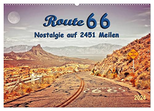 Nostalgie auf 2451 Meilen - Route 66 (Wandkalender 2024 DIN A2 quer), CALVENDO Monatskalender