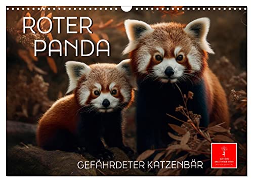 Roter Panda - gefährdeter Katzenbär (Wandkalender 2024 DIN A3 quer), CALVENDO Monatskalender