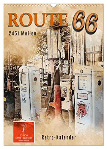 Route 66-2451 Meilen (Wandkalender 2025 DIN A3 hoch), CALVENDO Monatskalender