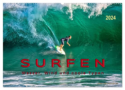 Surfen - Wasser, Wind und coole Typen (Wandkalender 2024 DIN A2 quer), CALVENDO Monatskalender