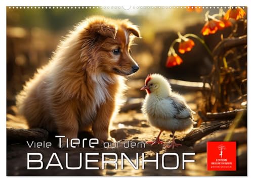 Viele Tiere auf dem Bauernhof (Wandkalender 2025 DIN A2 quer), CALVENDO Monatskalender