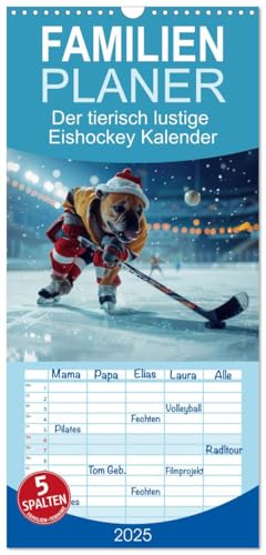 Familienplaner 2025 - Der tierisch lustige Eishockey Kalender mit 5 Spalten (Wandkalender, 21 cm x 45 cm), CALVENDO von CALVENDO