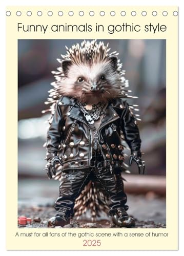 Funny animals in gothic style (Tischkalender 2025 DIN A5 hoch), CALVENDO Monatskalender von CALVENDO