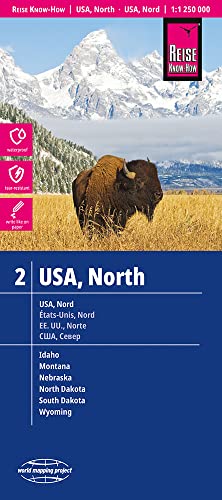 Reise Know-How Landkarte USA, Nord / USA, North (1:1.250.000) : Idaho, Montana, Wyoming, North Dakota, South Dakota, Nebraska: reiß- und wasserfest (world mapping project) von Reise Know-How Rump GmbH