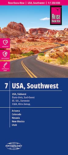 Reise Know-How Landkarte USA Südwest / USA, Southwest 07 (1:1.250.000) : Arizona, Colorado, Nevada, Utah, New Mexico: reiß- und wasserfest (world mapping project) von Reise Know-How Rump GmbH