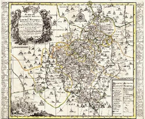 Erzgebirge 1750: Die SCHÖNBURGISCHEN HERRSCHAFTEN und die Ämter Glauchau, Waldenburg, Lichtenstein, Hartenstein und Stein. (Plano) von Verlag Rockstuhl