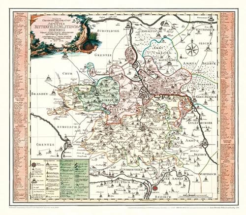 Historische Karte: Ämter Bitterfeld, Delitzsch und Zoerbig, 1758 (Plano)