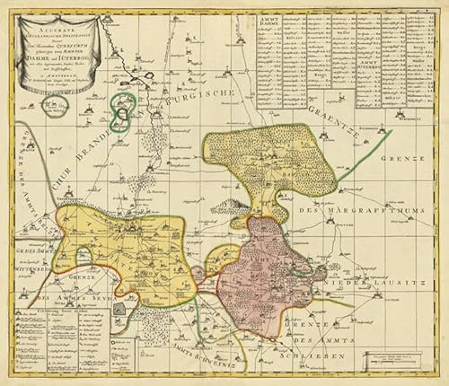 Historische Karte: Ämter Dahme und Jüterbog mit der Graftscheft Baruth in dem Gebiet Seyda, Potsdam, Luckau und Märkisch Buchholz 1760 von Verlag Rockstuhl