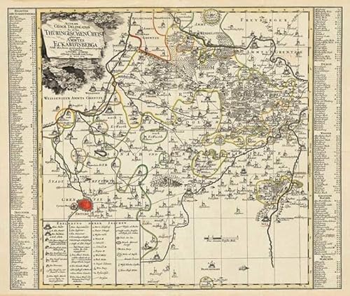 Historische Karte: Amt Eckartsberga - mit den Gebiet von Heldrungen, Kölleda, Laucha, Jena, Erfurt, Gebesee - 1757 (Plano) von Verlag Rockstuhl