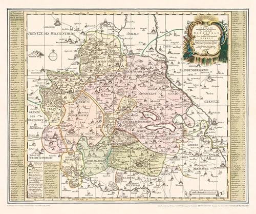 Historische Karte: GRAFSCHAFT MANSFELD 1760 - nebst denen Ämtern Sangerhausen, Querfurt, Sittichenbach und Allstedt. (Plano)