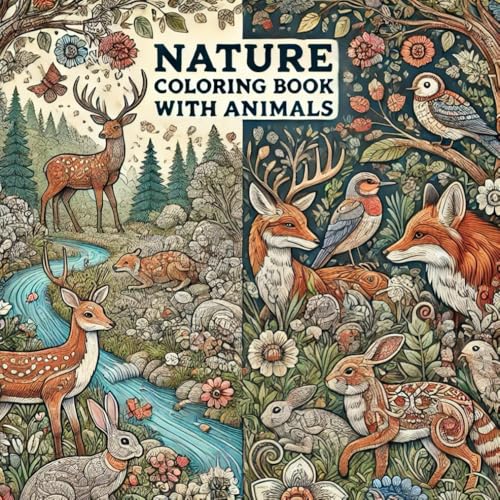 Nature Coloring Book with Animals: Enjoy Hours Of Fun And Relaxation: Best For Kids, Teens And Adults Of All Ages von Independently published