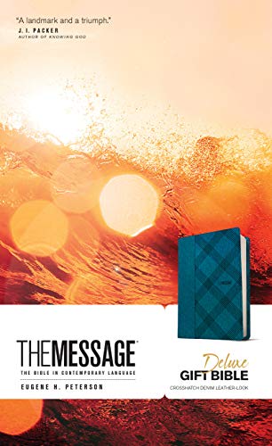 The Message Deluxe Gift Bible: The Bible in Contemporary Language: Crosshatch Denim, Leather-Look: The Bible in Contemporary Language
