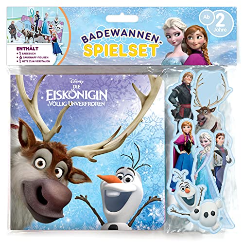 Disney Die Eiskönigin Völlig Unverfroren Badewannen-Spielset - Badebuch-Set Eva, 6-seitiges Badebuch, 6 gepolsterte Saugnapf-Figuren, 1 Staunetz von Phidal