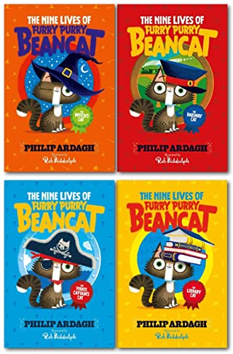 The Nine Lives of Furry Purry Beancat 4 Books Collection Set (The Pirate Captain's Cat, The Railway Cat, The Library Cat & The Witch's Cat)