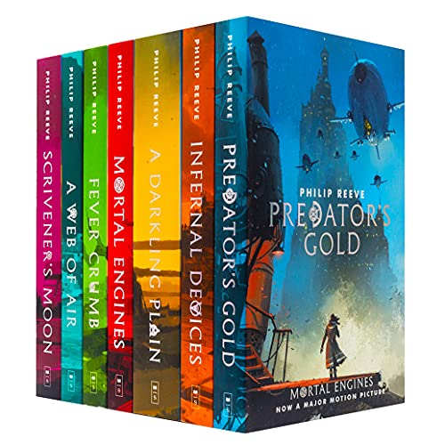 Mortal Engines Collection 7 Books Set by Philip Reeve (Mortal Engines, Predator's Gold, Infernal Devices, A Darkling Plain, Fever Crumb, A Web of Air & Scrivener's Moon)