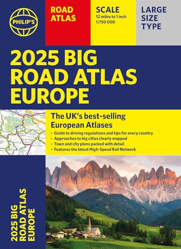 2025 Philip's Big Road Atlas of Europe: (A3 Paperback) (Philip's Road Atlases) von Philip's