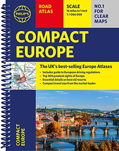 Philip's Compact Atlas Europe: A5 Spiral binding (Philip's Road Atlases) von Philip's