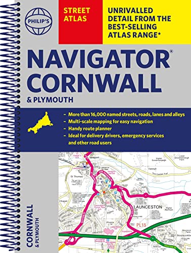 Philip's Street Atlas Navigator Cornwall & Plymouth: Spiral Edition