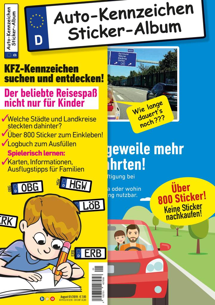 Kinder-Reisespiel KFZ-Kennzeichen Sticker-Sammelalbum fürs Handgepäck Mitmachbuch für die Ferien Ratespaß unterwegs auf Reisen Beschäftigung für Kinder bei langen Autofahrten von NOVA MD