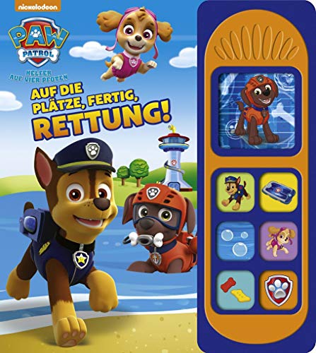 PAW Patrol - Auf die Plätze, fertig, Rettung! -Soundbuch - Nickelodeon - Pappbilderbuch mit 7 Geräuschen für Kinder ab 3 Jahren