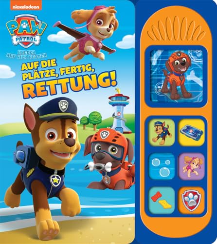 PAW Patrol - Auf die Plätze, fertig, Rettung! -Soundbuch - Nickelodeon - Pappbilderbuch mit 7 Geräuschen für Kinder ab 3 Jahren
