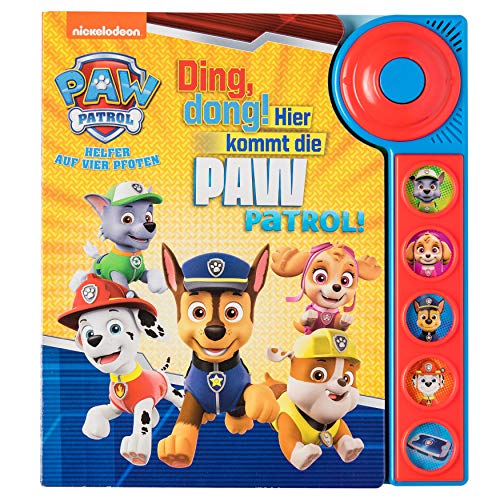 PI Kids PAW Patrol - Ding, dong! Hier kommt die PAW Patrol - Soundbuch - Pappbilderbuch mit Klingelknopf und 5 spannenden Geräuschen für Kinder ab 3 Jahren