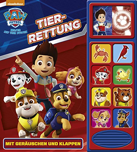 PAW Patrol Tier-Rettung - Klappen-Geräusche-Buch mit 10 pfotastischen Geräuschen für Kinder ab 3 Jahren: Mit Geräuschen und Klappen - Klappen auf jeder Seite mit vielen Überraschungen