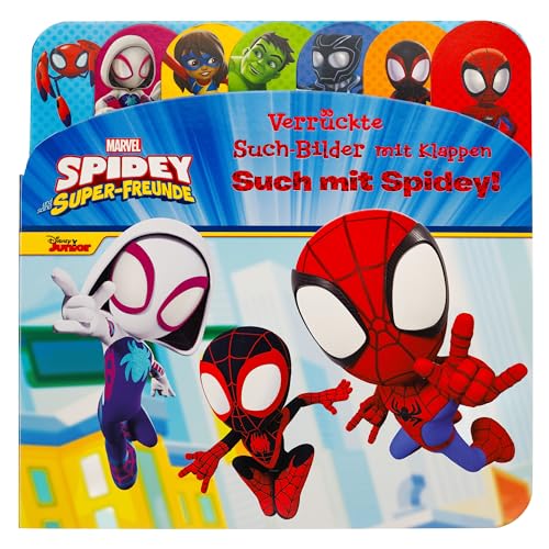 Marvel Spidey und seine Super-Freunde - Verrückte Such-Bilder mit Klappen - Such mit Spidey! - Pappbilderbuch mit 20 Klappen - Wimmelbuch für Kinder ab 18 Monaten